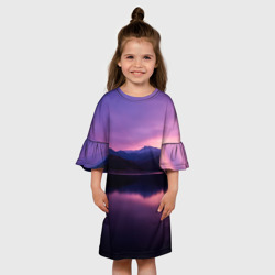 Детское платье 3D Тёмное фиолетовое небо и озеро - фото 2