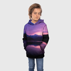 Детская толстовка 3D Тёмное фиолетовое небо и озеро - фото 2