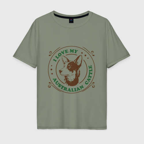 Мужская футболка хлопок Oversize с принтом Австралийская пастушья собака, вид спереди #2