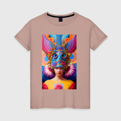 Girl in an art helmet - neural network – Женская футболка хлопок с принтом купить со скидкой в -20%
