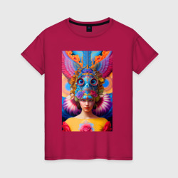 Girl in an art helmet - neural network – Женская футболка хлопок с принтом купить