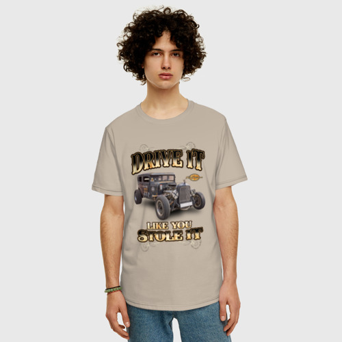 Мужская футболка хлопок Oversize с принтом Классический хот род, фото на моделе #1