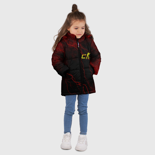 Зимняя куртка для девочек 3D с принтом Контр Страйк 2 - Молния, вид сбоку #3