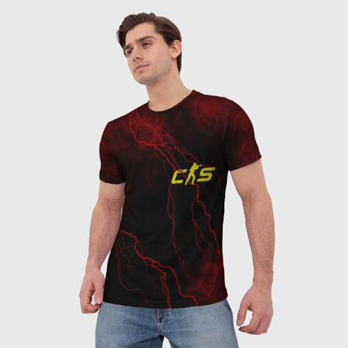 Мужская футболка 3D с принтом Контр Страйк 2 - Молния, фото на моделе #1