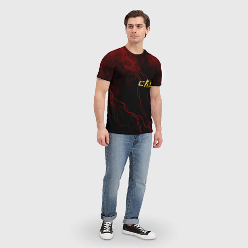 Мужская футболка 3D с принтом Контр Страйк 2 - Молния, вид сбоку #3