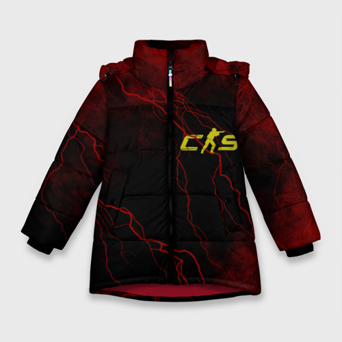 Зимняя куртка для девочек 3D с принтом Контр Страйк 2 - Молния, вид спереди #2