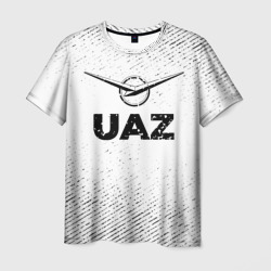 Мужская футболка 3D UAZ с потертостями на светлом фоне