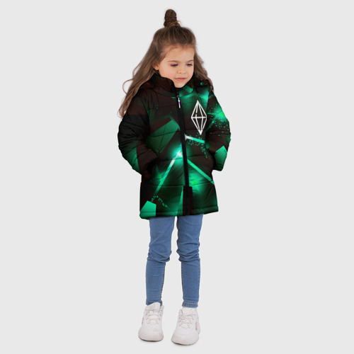 Зимняя куртка для девочек 3D The Sims разлом плит, цвет черный - фото 5