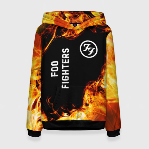 Женская толстовка 3D с принтом Foo Fighters и пылающий огонь, вид спереди #2