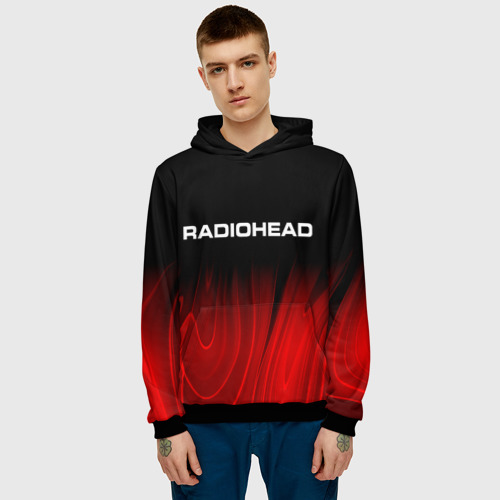 Мужская толстовка 3D с принтом Radiohead red plasma, фото на моделе #1