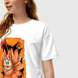 Женская футболка хлопок Oversize Девятихвостый злой волк  - фото 2