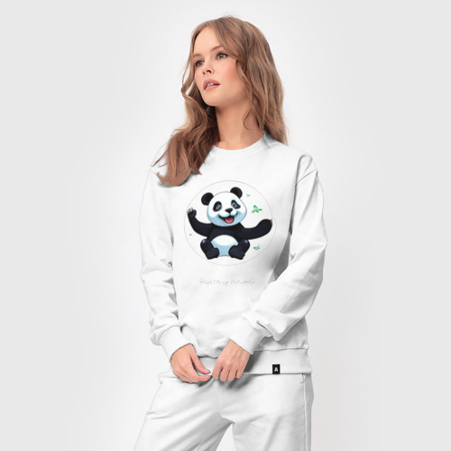 Женский костюм хлопок с принтом Забавный малыш панды, вид сбоку #3