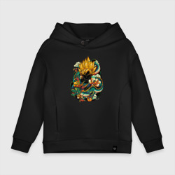 Детское худи Oversize хлопок Dragon ball дракон и цветы