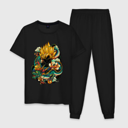 Мужская пижама хлопок Dragon ball дракон и цветы