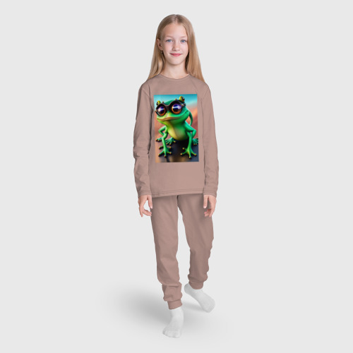Детская пижама с лонгсливом хлопок с принтом Сумасшедшая лягушка, вид сбоку #3