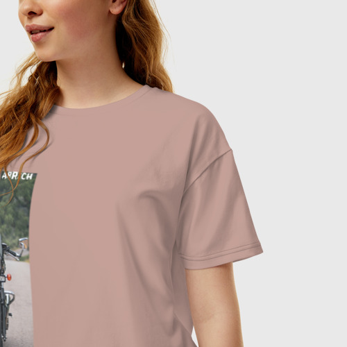 Женская футболка хлопок Oversize с принтом Moto Arrich, фото на моделе #1