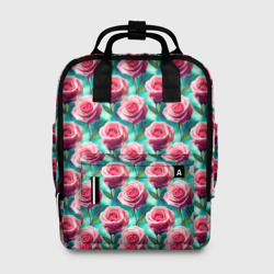 Узор из розовых роз – Женский рюкзак 3D с принтом купить