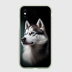 Чехол для iPhone XS Max матовый Собака Хаски с голубыми глазами