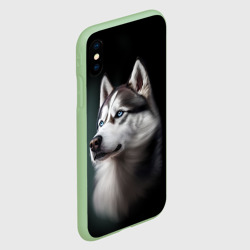 Чехол для iPhone XS Max матовый Собака Хаски с голубыми глазами - фото 2