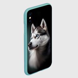 Чехол для iPhone XS Max матовый Собака Хаски с голубыми глазами - фото 2