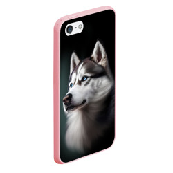 Чехол для iPhone 5/5S матовый Собака Хаски с голубыми глазами - фото 2