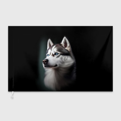 Флаг 3D Собака Хаски с голубыми глазами