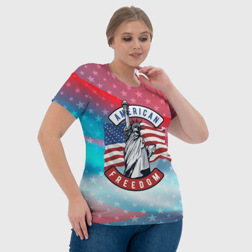 Женская футболка 3D American    freedom, цвет 3D печать - фото 6