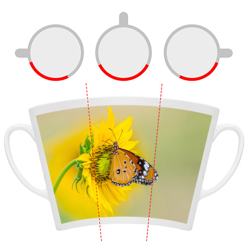 Кружка Латте с принтом Бабочка на цветочке, фото #6