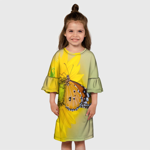 Детское платье 3D с принтом Бабочка на цветочке, вид сбоку #3