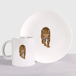 Набор: тарелка + кружка Леопард дикая кошка