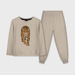 Леопард дикая кошка – Детская пижама с лонгсливом хлопок с принтом купить