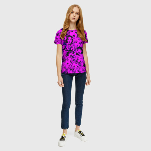 Женская футболка 3D с принтом Ahegao: Фиолетовый, вид сбоку #3