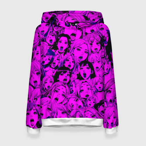 Женская толстовка 3D с принтом Ahegao: Фиолетовый, вид спереди #2