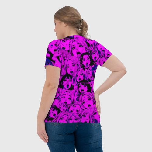 Женская футболка 3D с принтом Ahegao: Фиолетовый, вид сзади #2