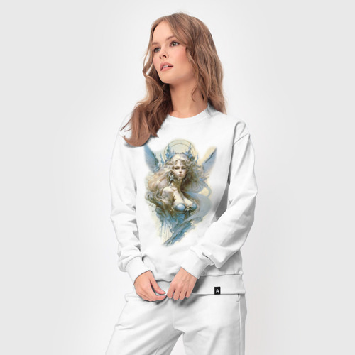 Женский костюм хлопок Царевна-Лебедь ангел - нейросеть, цвет белый - фото 5