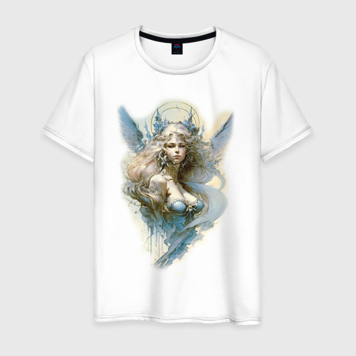 Мужская футболка из хлопка с принтом Царевна-Лебедь ангел - нейросеть, вид спереди №1