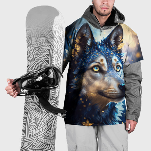 Накидка на куртку 3D Волк на синем фоне, цвет 3D печать