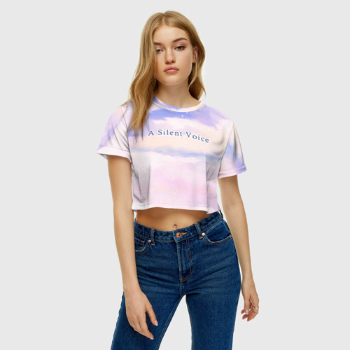 Женская футболка Crop-top 3D A Silent Voice sky clouds, цвет 3D печать - фото 3