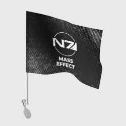 Флаг для автомобиля Mass Effect с потертостями на темном фоне