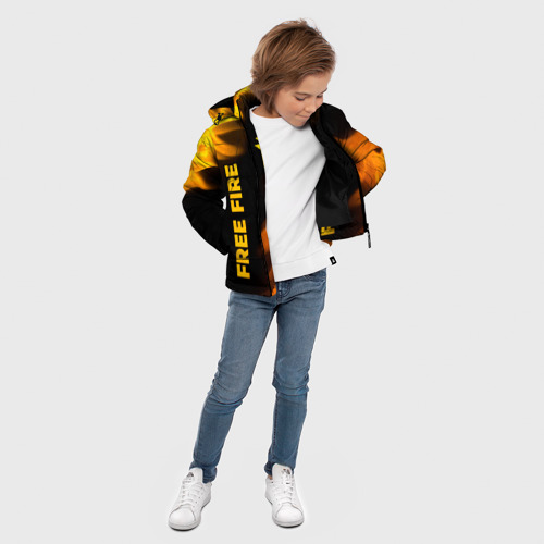 Зимняя куртка для мальчиков 3D Free Fire - gold gradient: надпись, символ, цвет черный - фото 5