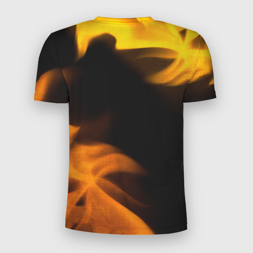 Мужская футболка 3D Slim с принтом Free Fire - gold gradient: надпись, символ, вид сзади #1