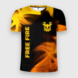 Мужская футболка 3D Slim Free Fire - gold gradient: надпись, символ