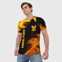 Мужская футболка 3D Free Fire - gold gradient: надпись, символ - фото 2
