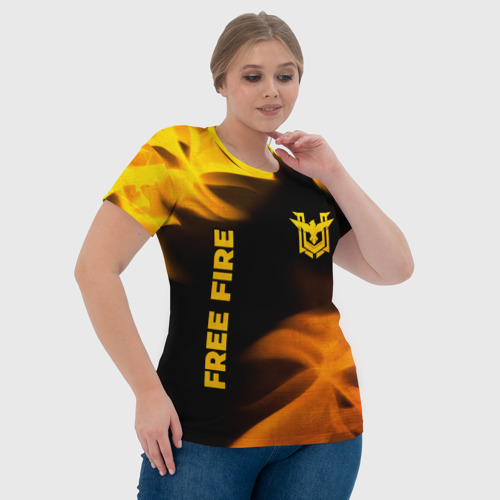 Женская футболка 3D с принтом Free Fire - gold gradient: надпись, символ, фото #4
