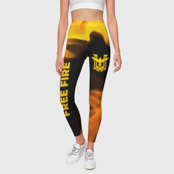 Леггинсы 3D Free Fire - gold gradient: надпись, символ - фото 2