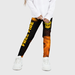 Детские леггинсы 3D Free Fire - gold gradient: надпись, символ - фото 2