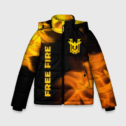 Зимняя куртка для мальчиков 3D Free Fire - gold gradient: надпись, символ