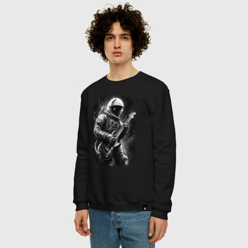 Мужской свитшот хлопок с принтом Космонавт с электрогитарой, фото на моделе #1