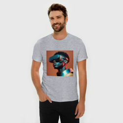 Мужская футболка хлопок Slim Мужчина в очках виртуальной веальности - фото 2
