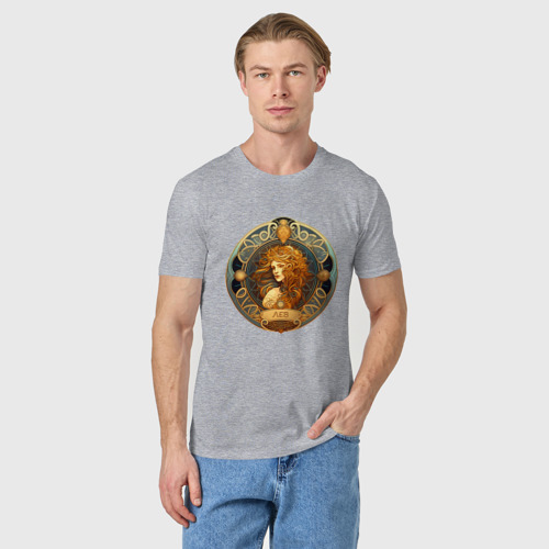 Мужская футболка хлопок Лев Знаки Зодиака, цвет меланж - фото 3